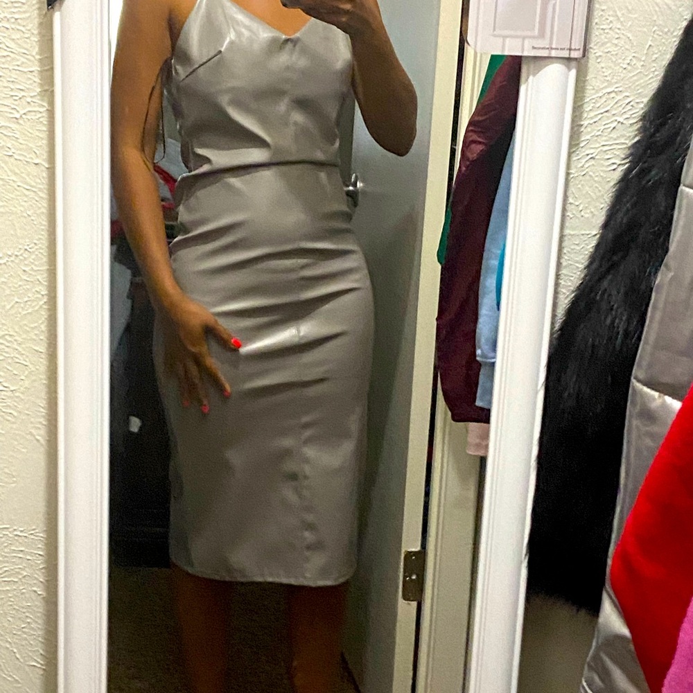 Gray Leather Dress